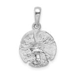 De-Ani Sterling Silver Rhodium-Plated Polished and Textured Sand Dollar Pendant - Image 4