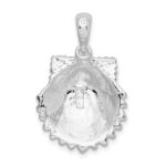 De-Ani Sterling Silver Rhodium-Plated Polished Beaded Scallop Shell Pendant - Image 4