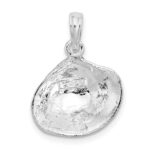 De-Ani Sterling Silver Rhodium-Plated Polished Clam Shell Pendant - Image 4