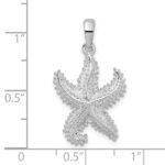 De-Ani Sterling Silver Rhodium-Plated Polished Beaded Starfish Pendant - Image 6