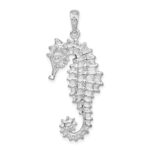 De-Ani Sterling Silver Rhodium-Plated Polished Textured 3D Seahorse Pendant - Image 4