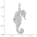 De-Ani Sterling Silver Rhodium-Plated Polished Textured 3D Seahorse Pendant - Image 6