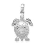De-Ani Sterling Silver Rhodium-plated Polished 3D Moveable Sea Turtle Pendant