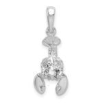 De-Ani Sterling Silver Rhodium-plated Polished 3D Moveable Lobster Pendant - Image 4