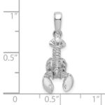 De-Ani Sterling Silver Rhodium-plated Polished 3D Moveable Lobster Pendant - Image 6