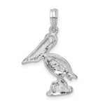 De-Ani Sterling Silver Rhodium-Plated Polished Standing Pelican Pendant - Image 5