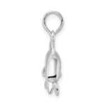 De-Ani Sterling Silver Rhodium-Plated Polished 3D Jumping Dolphin Pendant - Image 2