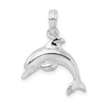De-Ani Sterling Silver Rhodium-Plated Polished 3D Jumping Dolphin Pendant - Image 4