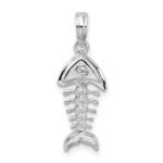 De-Ani Sterling Silver Rhodium-plated Polished 3D Fishbone Pendant - Image 4