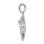 De-Ani Sterling Silver Rhodium-Plated Polished Jumping Bass Fish Pendant - Image 3
