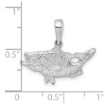 De-Ani Sterling Silver Rhodium-Plated Polished Open Mouth Bass Fish Pendant - Image 4