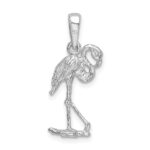 De-Ani Sterling Silver Rhodium-Plated Polished 3D Flamingo Pendant - Image 5