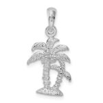 De-Ani Sterling Silver Rhodium-Plated Polished and Textured 3D Two Palm Trees Pendant - Image 4