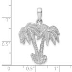 De-Ani Sterling Silver Rhodium-Plated Polished Two Palm Trees Pendant - Image 6