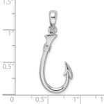 De-Ani Sterling Silver Rhodium-Plated Polished 3D Fish Hook Pendant - Image 6