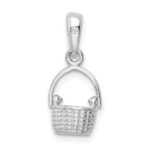 De-Ani Sterling Silver Rhodium-Plated 3D Basket with Moving Handle Pendant - Image 5