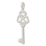 De-Ani Sterling Silver Rhodium-Plated 3D Key to My Heart Heart Top Key Pendant - Image 5