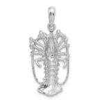 De-Ani Sterling Silver Rhodium-Plated Polished Large Florida Lobster Pendant - Image 5