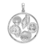 De-Ani Sterling Silver Rhodium-plated Polished Shells in Circle Pendant - Image 5