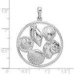 De-Ani Sterling Silver Rhodium-plated Polished Shells in Circle Pendant - Image 6
