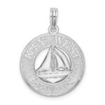 De-Ani Sterling Silver Rhodium-Plated Textured Key West with Sailboat Pendant