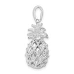 De-Ani Sterling Silver Rhodium-Plated Polished 3D Cut-Out Medium Pineapple Pendant - Image 2