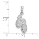 De-Ani Sterling Silver Rhodium-Plated Polished 3D Flip-flops Pendant - Image 4