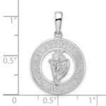 De-Ani Sterling Silver Rhodium-Plated Polished Antigua W.I. Circle Shell Pendant - Image 4