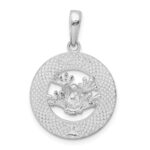 De-Ani Sterling Silver Rhodium-Plated Polished Antigua W.I. Circle Frog Pendant - Image 3