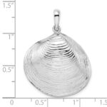 De-Ani Sterling Silver Rhodium-Plated Polished 3D Large Clam Shell Pendant - Image 4