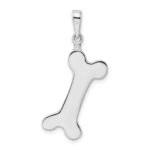 De-Ani Sterling Silver Rhodium-plated Polished Engraveable Dog Bone Pendant - Image 3