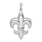 De-Ani Sterling Silver Rhodium-Plated Polished Large Fleur de Lis Pendant