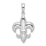 De-Ani Sterling Silver Rhodium-Plated Polished Medium Fleur de Lis Pendant