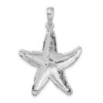 De-Ani Sterling Silver Rhodium-Plated Polished Textured Starfish Pendant - Image 3