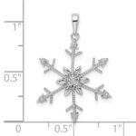 Sterling Silver Rhodium Diam. SnowFlake Pendant - Image 4