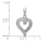 Sterling Silver Rhodium Diamond Heart Pendant - Image 3