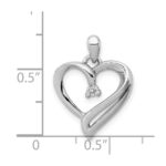 Sterling Silver Rhodium Diam. Heart Pendant - Image 4