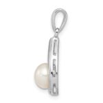Sterling Silver Rhodium FW Cultured Pearl & Diamond Pendant - Image 2