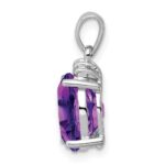 Sterling Silver Rhodium Plated Amethyst and Diamond Pendant - Image 2