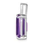Sterling Silver Rhodium Emerald-cut Amethyst & Diamond Pendant - Image 2
