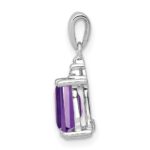 Sterling Silver Rhodium Plated Amethyst and Diamond Pendant - Image 2
