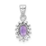 Sterling Silver Rhodium Plated Amethyst and Diamond Pendant - Image 4