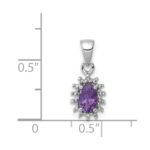 Sterling Silver Rhodium Plated Amethyst and Diamond Pendant - Image 3