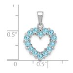Sterling Silver Rhodium Light Swiss Blue Topaz Heart Pendant - Image 3