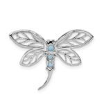 Sterling Silver Rhodium Light Swiss Blue Topaz Dragonfly Pendant - Image 4