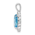 Sterling Silver Rhodium-plated Oval Swiss Blue Topaz & Diamond Pendant - Image 2