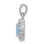 Sterling Silver Rhodium Light Swiss Blue Topaz & Diamond Pendant - Image 2