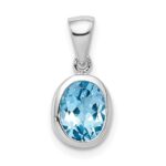Sterling Silver Rhodium Light Swiss Blue Topaz Pendant