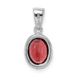 Sterling Silver Rhodium Garnet Pendant - Image 4