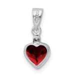 Sterling Silver Rhodium Garnet Diamond Pendant - Image 4